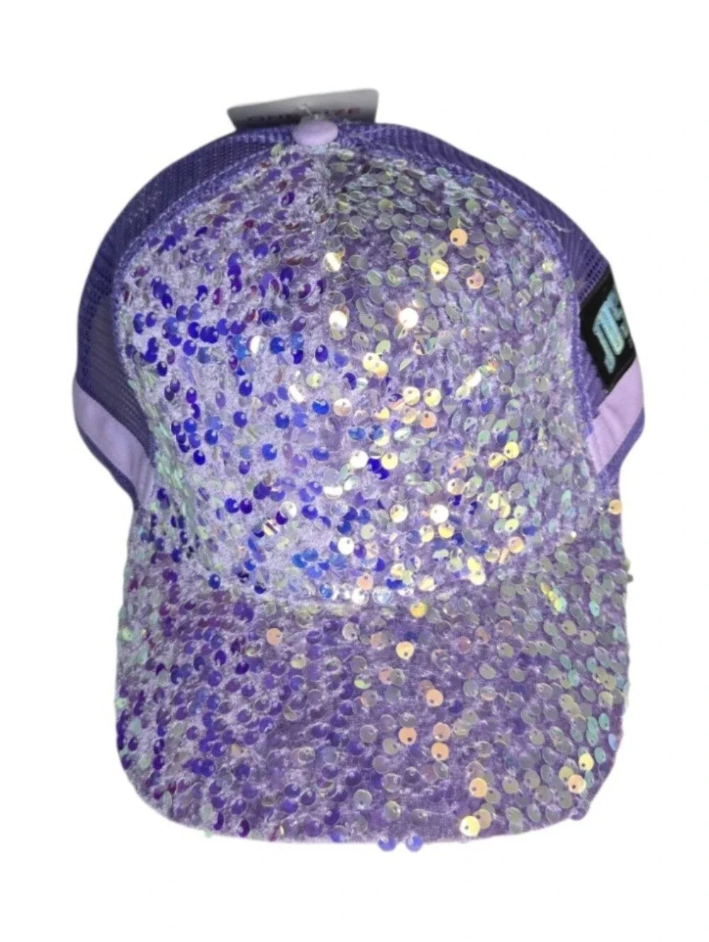Justice Girl's Velvet Sequins Baseball Hat in Purple, One Size Snapback NWT!